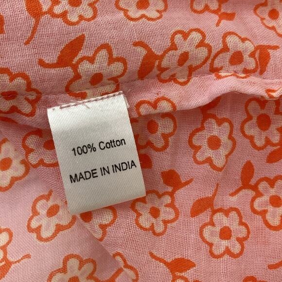 Banjanan Blouse Scattered Flowers Lightweight ruffles Women's Small Pink - Picture 12 of 14